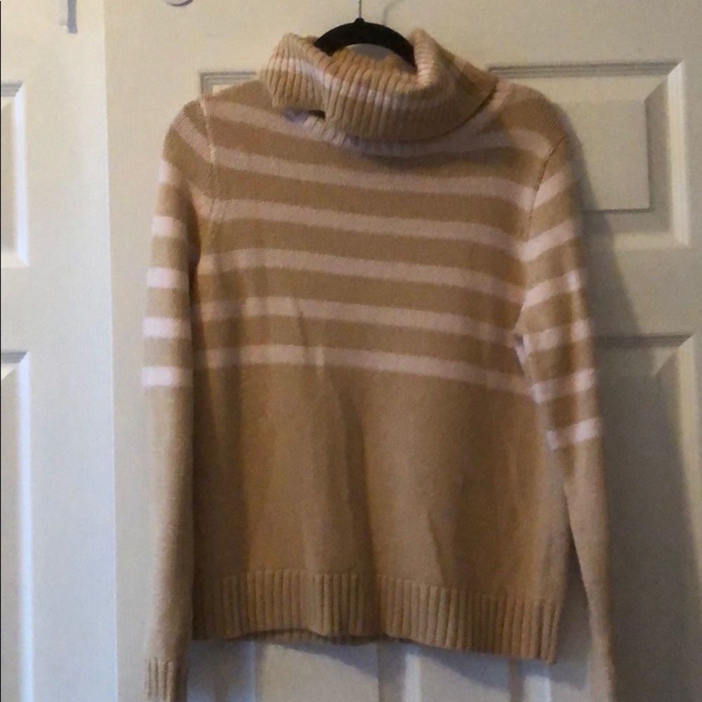 Beige and pink turtleneck sweater. Brand new